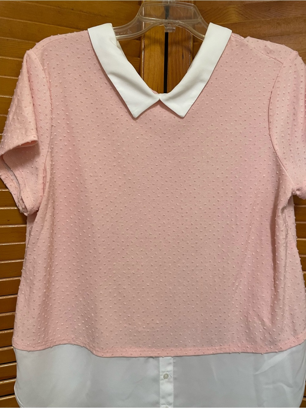 Elle Peach Blouse with White Peter Pan Collar